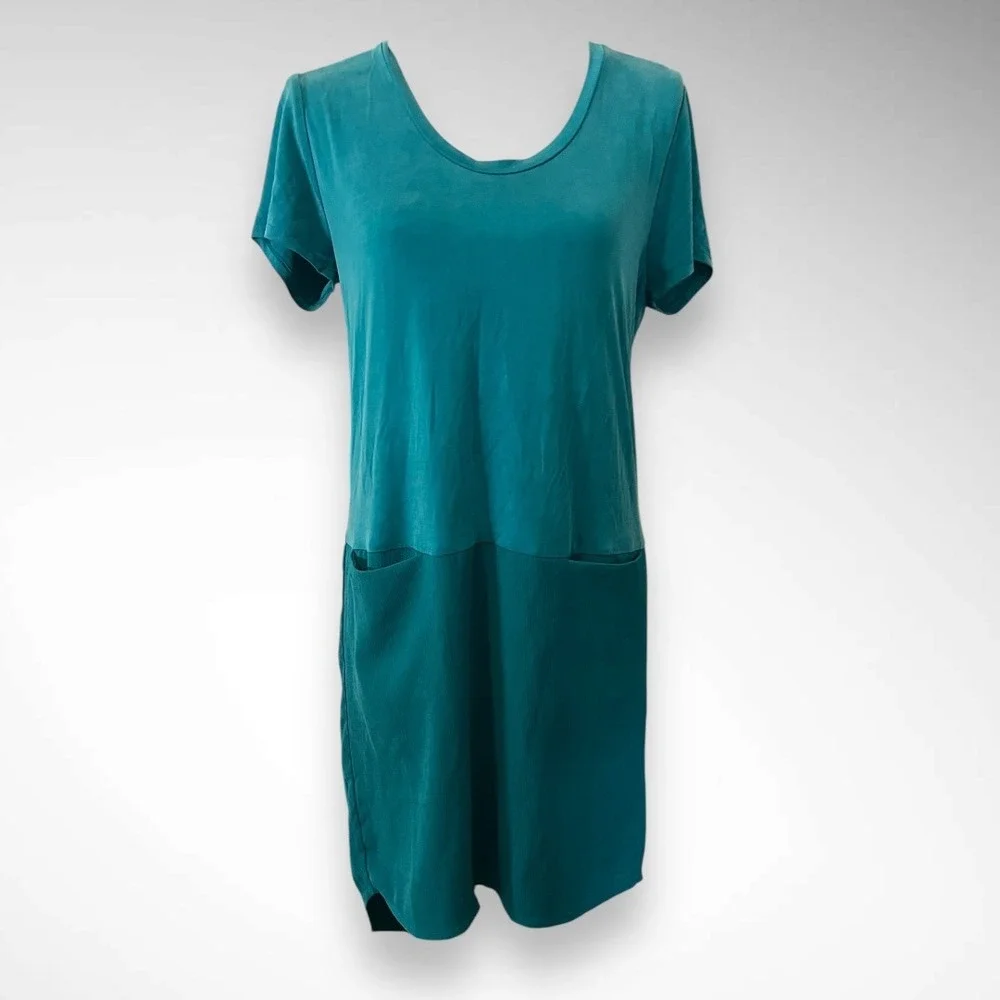 ANTHROPOLOGIE DOLAN LEFT COAST Teal Short Sleeve Shift Dress With Pockets |‎ NWT - Picture 2 of 8